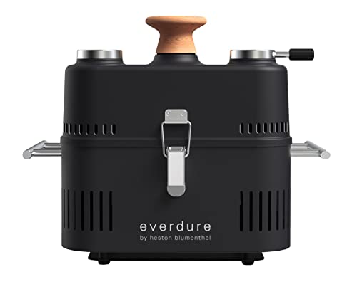 Everdure by Heston Blumenthal Cube 360 Tragbarer Holzkohlegrill mit Haube und Thermometer, Farbe:schwarz von Everdure