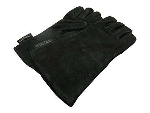 everdure by Heston blumenthal Lederhandschuhe Größe S/M I 1 Paar hitzeisolierende Grill-Handschuhe I Schwarze Hitze-Handschuhe mit Leder-Klettverschluss I hitzebeständige Ofenhandschuhe von Everdure