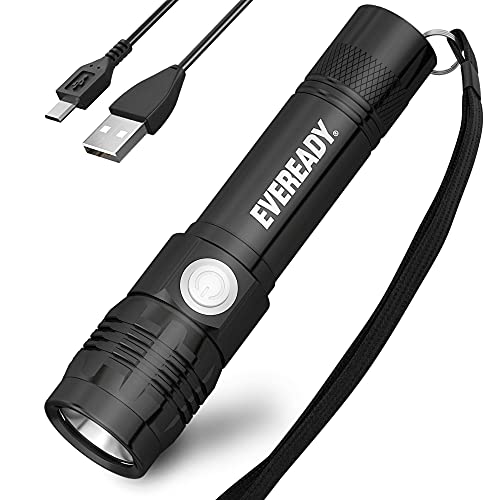 Energizer EVEREADY Wiederaufladbare Taschenlampe, 500 Lumen, IPX4-wasserdicht, LED-Lampe aus Aluminium, Micro-USB-Ladekabel enthalten von Energizer