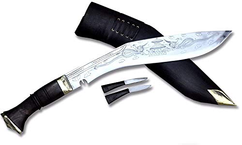 Everest Blade 40cm Blade Dragon graviert Bhojpure Khukuri- Traditionelles Dorf Kukri aus Nepal-kukri Machete-Survival Messer-Messer aus Nepal-Historical Kukri Messer von Everest Blade