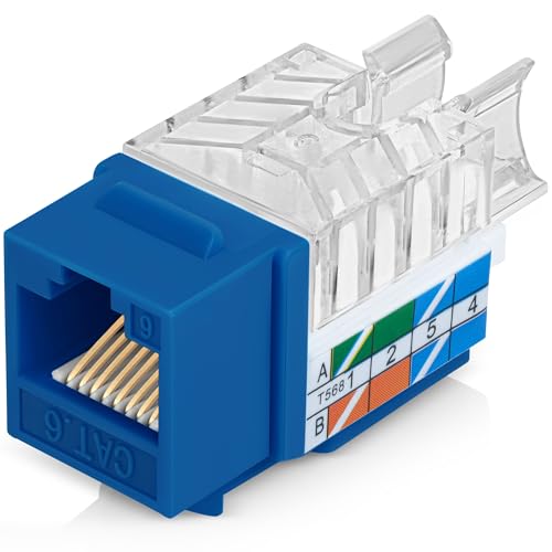 Everest 45° abgewinkelte RJ45 Cat6 Keystone Buchsen 100 Stück in Blau von Everest Media Solutions