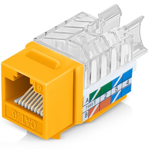 Everest 45° abgewinkelte RJ45 Cat6 Keystone Buchsen 100 Stück in Gelb von Everest Media Solutions