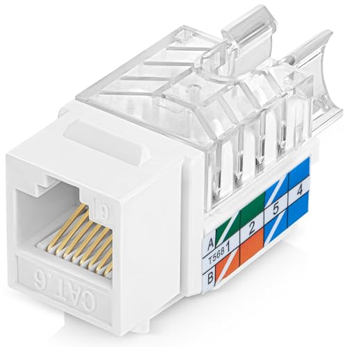 Everest 45° abgewinkelte RJ45 Cat6 Keystone Buchsen 100 Stück in Weiß von Everest Media Solutions