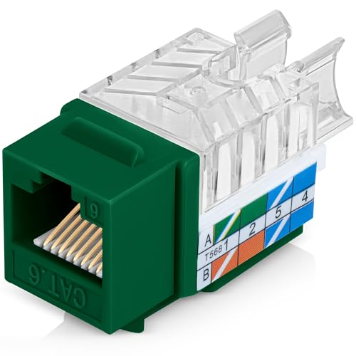 Everest 45° abgewinkelte RJ45 Cat6 Keystone Buchsen 100er Pack in Grün von Everest Media Solutions