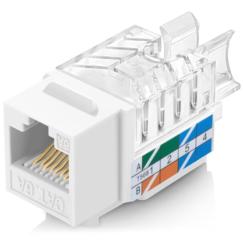 Everest 45° abgewinkelte RJ45 Cat6A Keystone Buchsen 100er Pack in Weiß von Everest Media Solutions