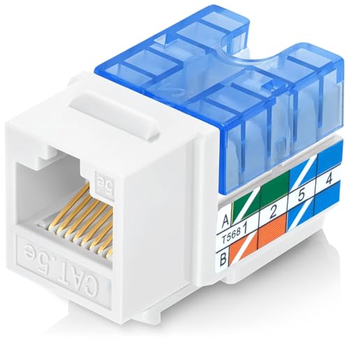 Everest 90° abgewinkelte RJ45 Cat5e Keystone Buchsen 100 Stück in Weiß von Everest Media Solutions