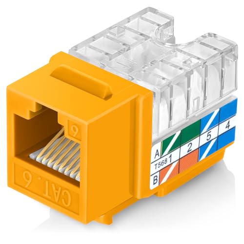 Everest 90° abgewinkelte RJ45 Cat6 Keystone Buchsen 100 Stück in Gelb von Everest Media Solutions