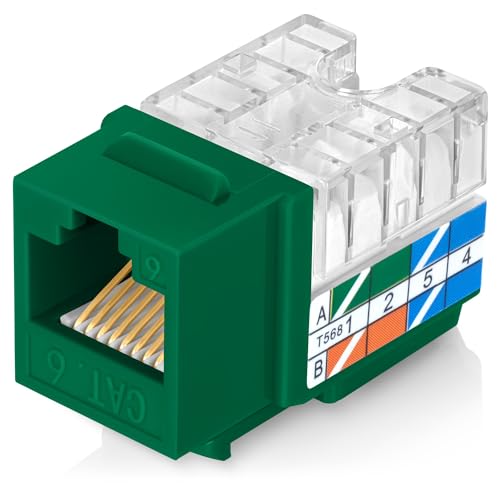 Everest 90° abgewinkelte RJ45 Cat6 Keystone Buchsen 100 Stück in Grün von Everest Media Solutions