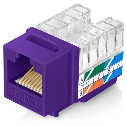 Everest 90° abgewinkelte RJ45 Cat6 Keystone Buchsen 100 Stück in Lila von Everest Media Solutions