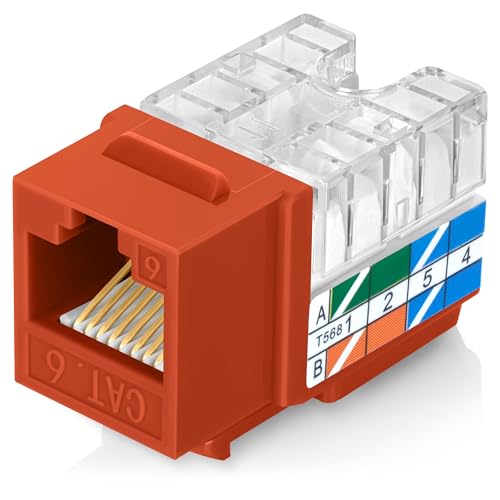 Everest 90° abgewinkelte RJ45 Cat6 Keystone Buchsen 100 Stück in Orange von Everest Media Solutions