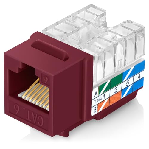 Everest 90° abgewinkelte RJ45 Cat6 Keystone Buchsen 100 Stück in Rot von Everest Media Solutions
