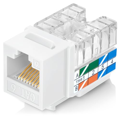 Everest 90° abgewinkelte RJ45 Cat6 Keystone Buchsen 100er Pack in Weiß von Everest Media Solutions