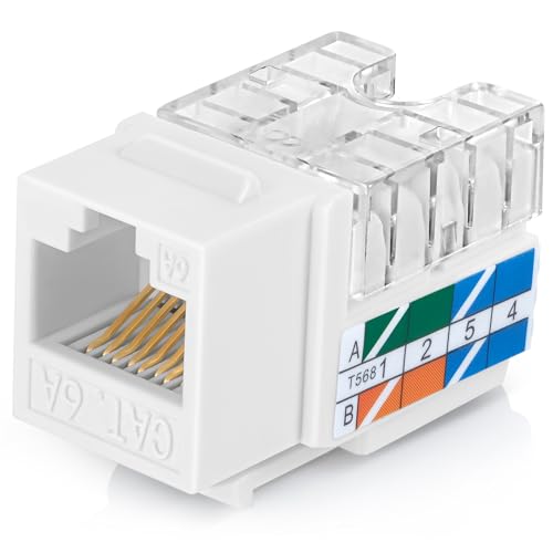 Everest 90° abgewinkelte RJ45 Cat6A Keystone Buchsen 100 Stück in Weiß von Everest Media Solutions