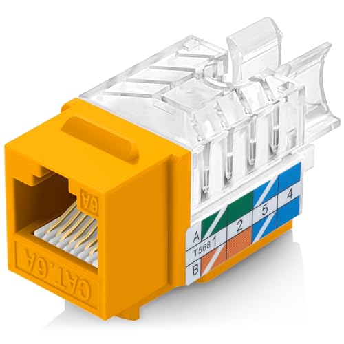 Everest B0BL3GS7ZY 45 ° abgewinkelte RJ45-Kat6A-Keystone-Buchsen, 10 Stück, schmales Profil, RJ45-Buchse, Cat-6A-Keystone-Buchse, kompatibel mit 45 ° abgewinkeltem Geschwindigkeitsabschluss-Werkzeug, von Everest Media Solutions