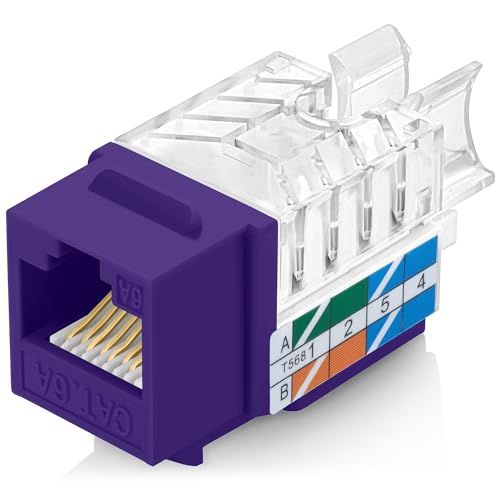 Everest B0BL3GS7ZY 45 ° abgewinkelte RJ45-Kat6A-Keystone-Buchsen, 10 Stück, schlankes Profil, RJ45-Buchse, Cat-6A-Keystone-Buchse, kompatibel mit 45 ° abgewinkeltem Geschwindigkeitsabschluss-Werkzeug, von Everest Media Solutions