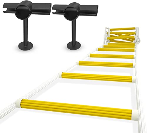 Notfall-Feuerleiter 8m 3 Stockwerke | Sicherheits-Strickleiter mit Stand-Off-Stabilisatoren | Schnell bereitzustellen und einfach zu bedienen | Gewichtskapazität bis zu 900 kg | Strickleiter 8m von Everest's Toys