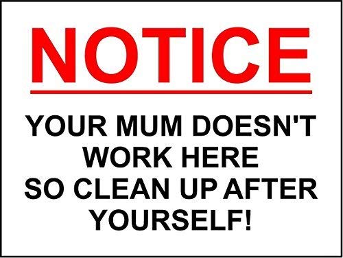 Everett Goodman Home Decor – Sicherheitsschild, lustiges Schild "Mom Doesn't Work Here Clean Up Gym Public.20,3 x 30,5 cm Metall-Blechschild Everett Goodman Home Decor – Sicherheitsschild, lustiges Schild "Mom Doesn't Work Here Clean Up Gym Public.20,3 x 30,5 cm Metall-Blechschild von Everett Goodman