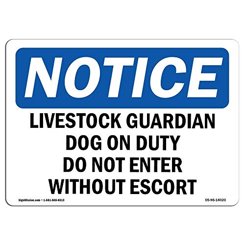 Everett Goodman Home Decor – Sicherheitsschild mit Aufschrift "Livestock Guardian Dog On Duty Do Not Enter Without Escort.20,3 x 30,5 cm Metall-Blechschild Everett Goodman Home Decor – Sicherheitsschild mit Aufschrift "Livestock Guardian Dog On Duty Do Not Enter Without Escort.20,3 x 30,5 cm Metall-Blechschild von Everett Goodman