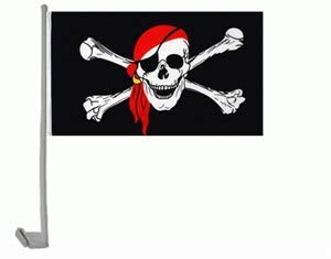 Everflag Auto-Fahne: Pirat mit rotem Kopftuch von Everflag