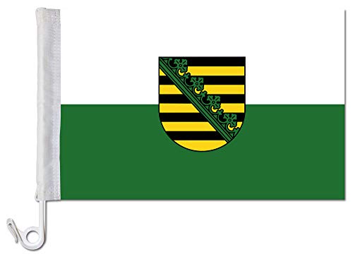 Everflag Auto-Fahne: Sachsen + Wappen - Premiumqualität von Everflag