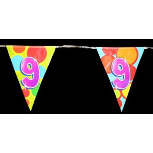 Everflag Wimpelkette Zahl: 9 - Kunststoff 6m lang von Everflag