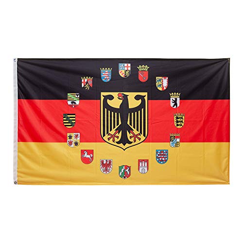 Flagge 90 x 150 : Deutschland mit 16 Bundesländerwappen auf Einer Flagge von Everflag