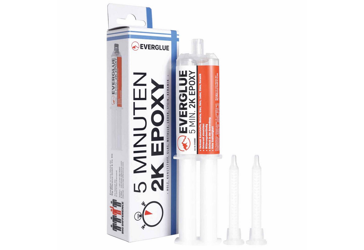 Everglue Epoxidharz Everglue 5 Minuten Epoxy Epoxidharz 25g Doppelspritze 1:1, Verarbeitungszeit von ca. 5 Minuten, handfest nach 10-15 Minuten Everglue Epoxidharz Everglue 5 Minuten Epoxy Epoxidharz 25g Doppelspritze 1:1, Verarbeitungszeit von ca. 5 Minuten, handfest nach 10-15 Minuten von Everglue