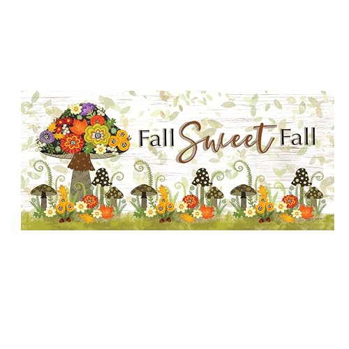 Evergreen Flag Fall Sassafras Schaltermatte, 55,9 x 25,4 cm, austauschbare Haustürmatte für den Außenbereich, Eingang, Eingangsteppich, Herbst-Sassafras-Fußmatten-Einsätze (Pilz) von Evergreen Flag