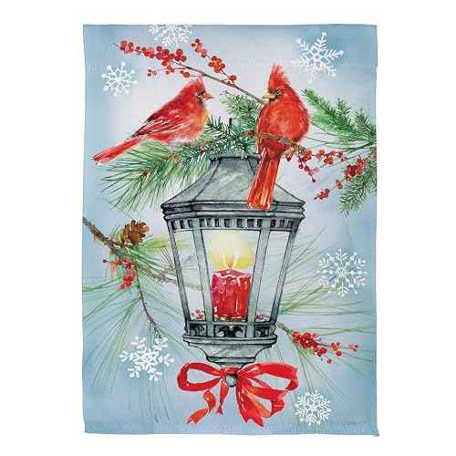 Evergreen Flag Gartenflagge Kardinallaterne, 30,5 x 45,7 cm, doppelseitig für draußen, Weihnachtsflagge aus Wildleder, Urlaubsdekoration für Haus, Höfe und Gärten von Evergreen Flag