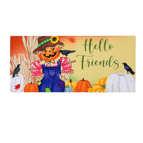 Evergreen Flag Halloween Sassafras Switch Mat 55,9 cm x 25,4 cm, austauschbare Haustürmatte für den Außenbereich, Eingang, Eingangsteppich, Herbst-Sassafras-Fußmatten-Einsätze (Jack The Scarecrow) von Evergreen Flag