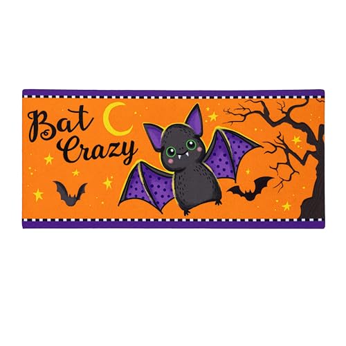 Evergreen Flag Halloween Sassafras Switch Mat 55,9 x 25,4 cm, austauschbare Haustürmatte für den Außenbereich, Eingang, Eingangsteppich, Herbst-Sassafras-Fußmatten-Einsätze (Bat Crazy) von Evergreen Flag