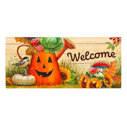 Evergreen Flag Halloween Sassafras Switch Mat 55,9 x 25,4 cm, austauschbare Haustürmatte für den Außenbereich, Eingang, Eingangsteppich, Herbst-Sassafras-Fußmatten-Einsätze (Gießkanne) von Evergreen Flag