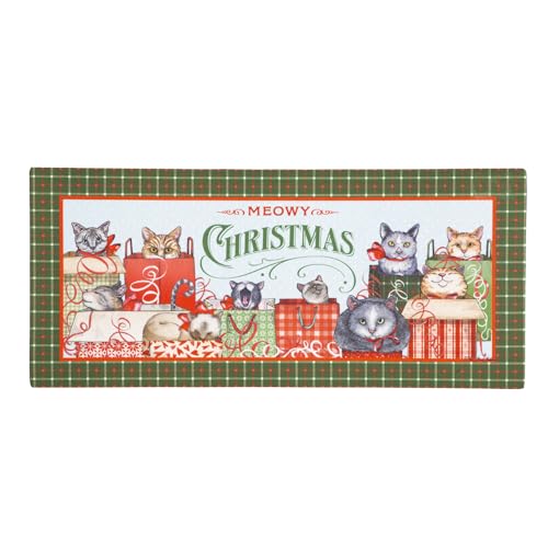 Evergreen Flag Meowy Christmas Sassafras Switch Mat Inserts, Austauschbare Haustürmatte für den Außenbereich, Innenbereich, Türmatten für den Eingang, 55,9 x 25,4 cm Sassafras Fußmatten Einsätze von Evergreen Flag
