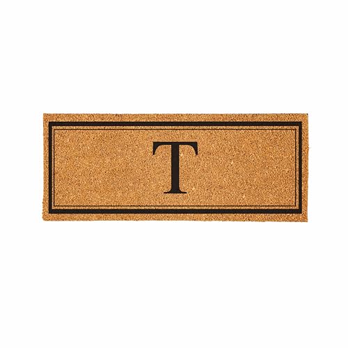 Evergreen Monogramm-Fußmatte, extra groß, Kokosfaser, 152,4 x 61 cm, Eingangsteppich, Willkommensmatte für Doppeltüren, Veranda, Terrasse, Einweihungsgeschenk, Buchstabe T von Evergreen Flag