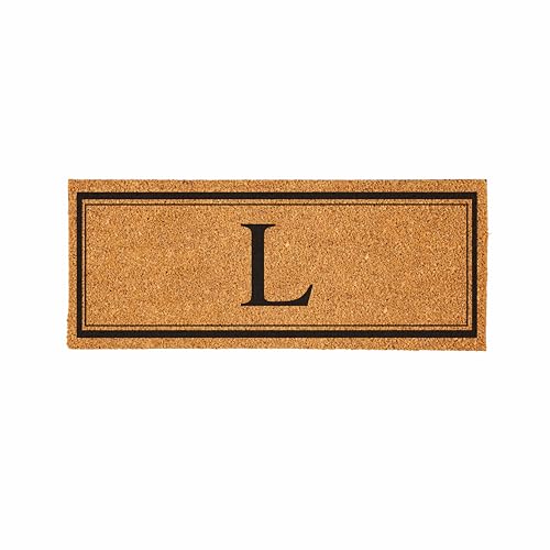 Evergreen Monogramm-Fußmatte, extra groß, Kokosfaser, 152,4 x 61 cm, für den Innen- und Außenbereich, Willkommensmatte für Doppeltüren, Veranda, Terrasse, Einweihungsgeschenk, Buchstabe L von Evergreen Flag