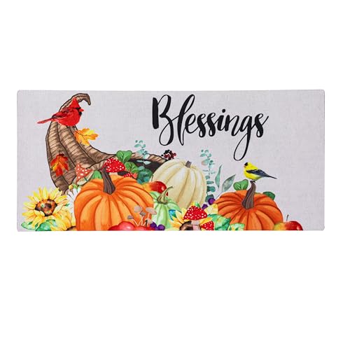 Evergreen Sassafras Herbst austauschbare Fußmatte, Haustürmatte, für den Eingangsbereich, Inneneingang, 55,9 x 25,4 cm, Herbst-Sassafras-Fußmatten-Einsätze (Cornucopia) von Evergreen Flag