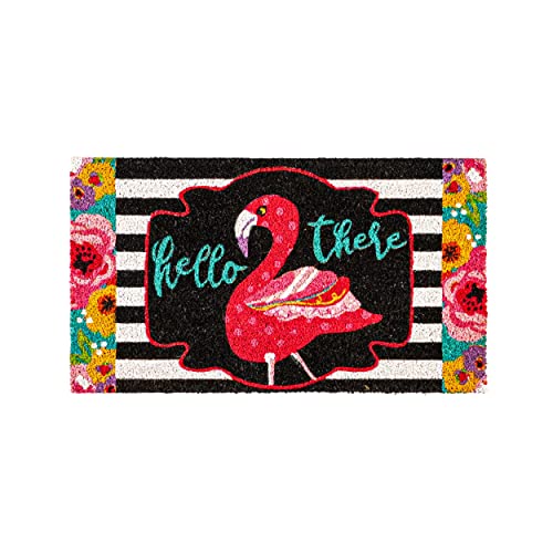 Evergreen Kokosmatte mit Flamingo-Streifen und Blumen von Evergreen