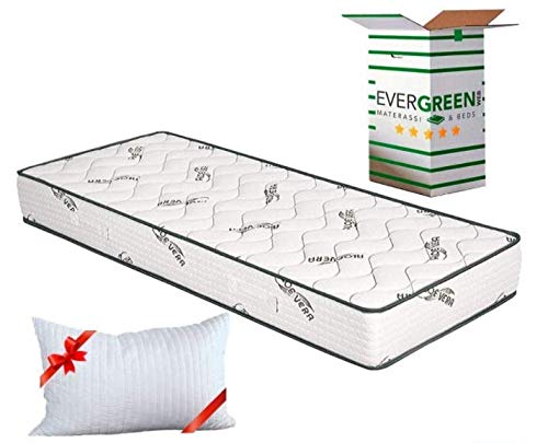 EVERGREENWEB Orthopädische Matratze 80x190 Höhe 20 cm + Visco Kissen GRATIS Kaltschaummatratze mit Aloe Vera Massageeffekt Atmungsaktiv Milbendicht Bezug für Lattenrost oder Bett von EVERGREENWEB MATERASSI & BEDS