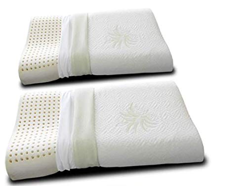 Evergreenweb Angebot! 2er Set Kissen 40x80 DOPPELWELLE 100% Memory Foam, Doppelbezug aus Aloe Vera und Baumwolle, herausnehmbar, für Halswirbelsäulenschmerzen, Medizinischem Gerät von EVERGREENWEB MATERASSI & BEDS