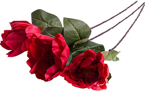 künstliche Magnolie mit Einer großen Blüte und langem Stiel (3 Stück) (rot) von Evergreens