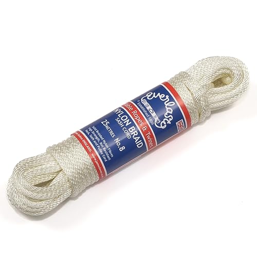 EVERLASTO Nylongeflecht Nr. 8 Schärpenschnur, Nylon, weiß, 6.5mm x 25M, 25 von Everlasto