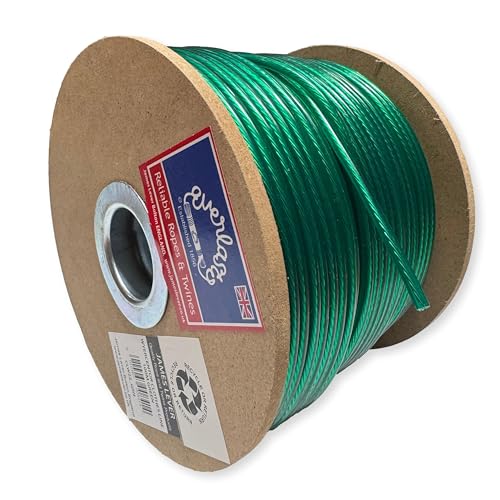EVERLASTO 'Wyercentor' Wäscheleine, Stahlkern, farbig, 3,5 mm dick, 100 m, Grün von Everlasto