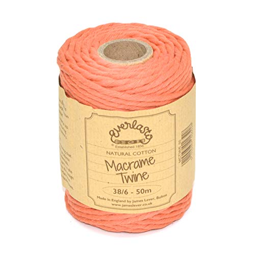 Everlasto Makramee-Garn aus weicher Baumwolle, 50 m Spulen, 38/6 (ca. 4 mm) (orange) Everlasto Makramee-Garn aus weicher Baumwolle, 50 m Spulen, 38/6 (ca. 4 mm) (orange) von Everlasto
