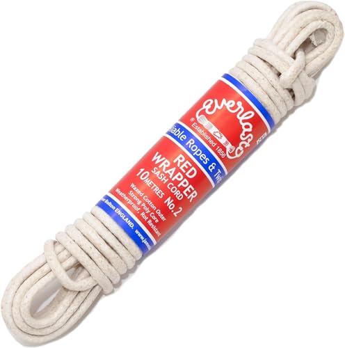 EVERLASTO NO.4 ROT Wrapper SASH Cord, Baumwolle, Natur, 7mm x 25M von Everlasto