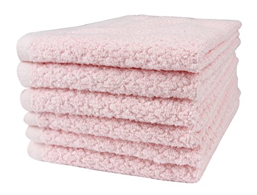 Everplush Diamant Diamond Jacquard Waschlappen 6-teilig in Hellrosa, Mikrofaser, Rose pink, 6 x Washcloth (13 x 13 in), 6 von Everplush