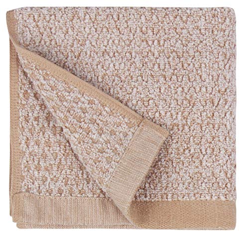 Everplush Diamant-Jacquard Waschlappen-Set, Mikrofaser und Baumwolle, Khaki, 6 x Washcloth (13 x 13 in), 6 von Everplush