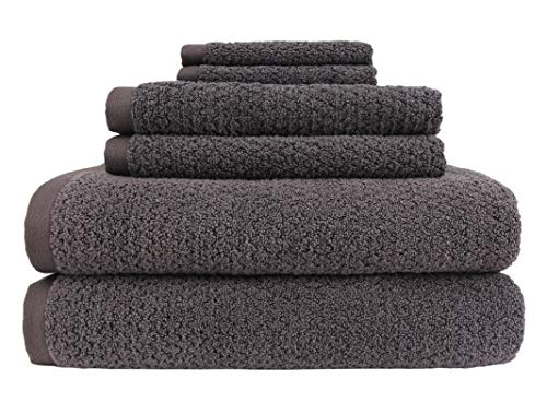 Everplush Diamond Jacquard Badetuch-Set, Anthrazit, 6-teilig von Everplush