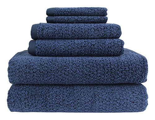 Everplush Diamond Jacquard Badetuch-Set, 6-teilig, Marineblau von Everplush