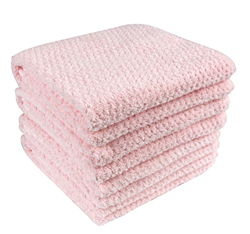 Everplush Diamond Jacquard Handtuch-Set, Mikrofaser, Blasses Pink, 4 x Hand Towels (16 x 30 in), 4 von Everplush
