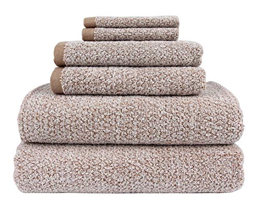 Everplush Diamond Jacquard Badetuch-Set, recycelt, 6-teilig, Khaki von Everplush